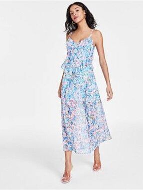 Bar III Floral Chiffon Maxi Dress - Pastel Floral 🌸